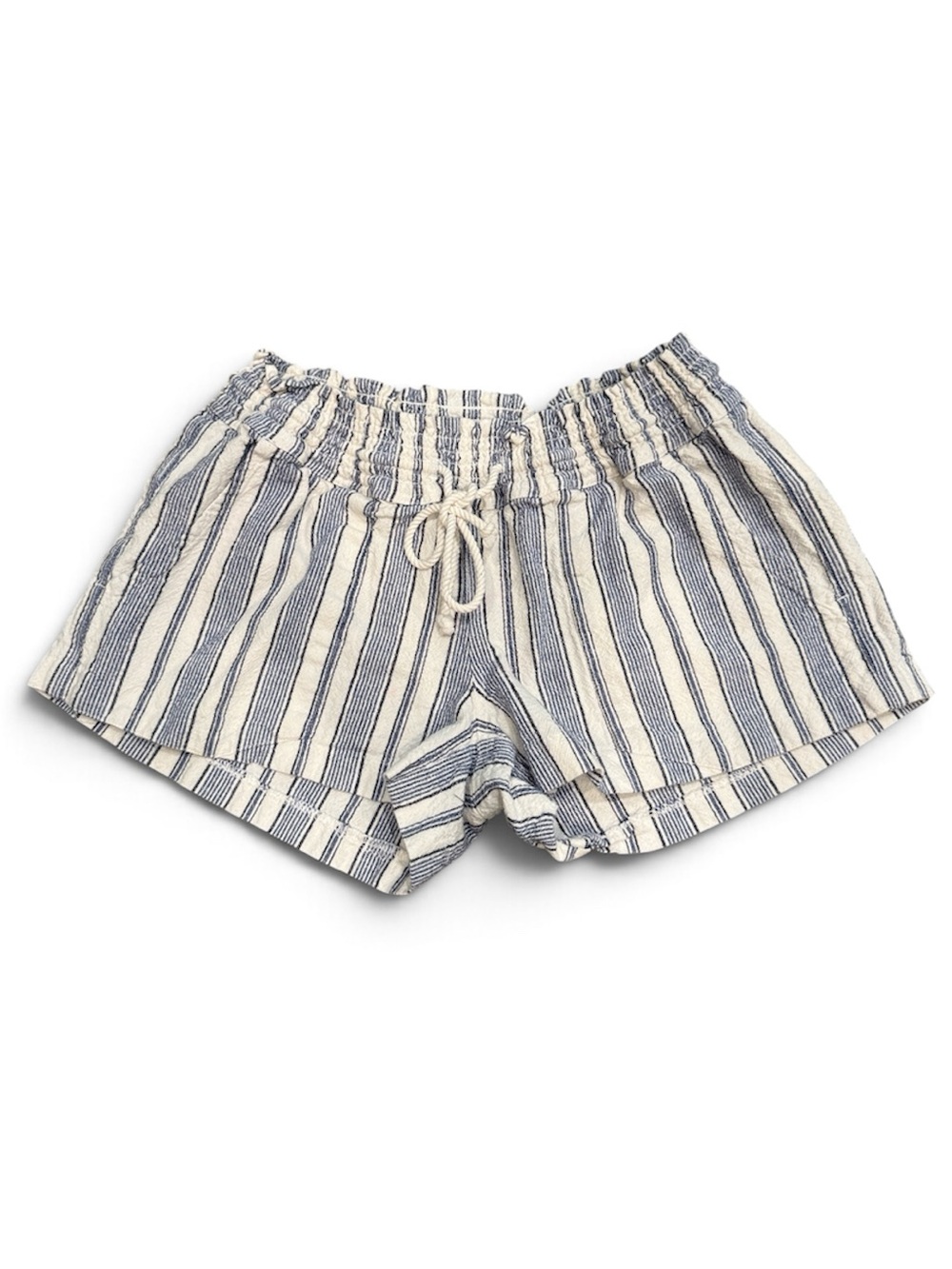 Roxy | Striped Blue & White Drawstring Shorts